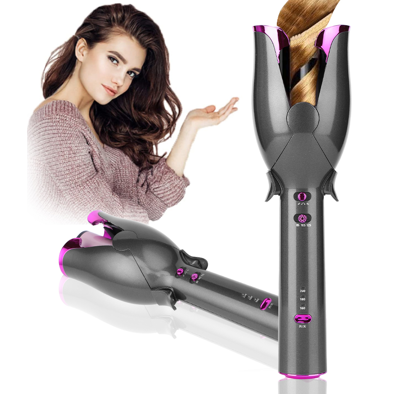 pro Rechargeable Hair Curler Wireless Wave Hair Crimper Roller Larger Automatic Curling Iron Wand With Auto Off, 4 Temp Adjust