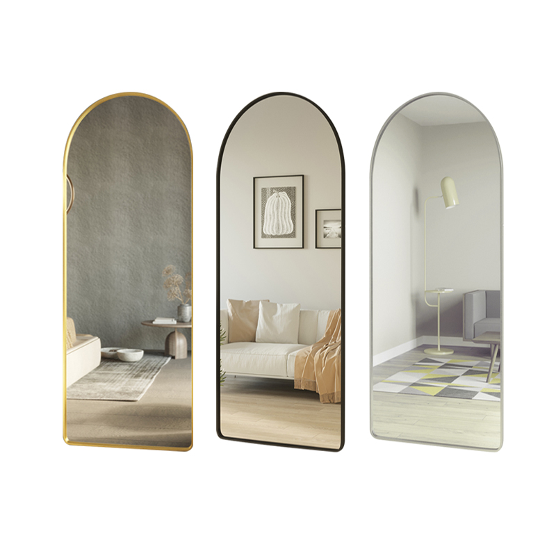 Custom Size Minmalist Glass Gold Mirror Metal Frame Large Standing Body Full Length Floor Wall mirror