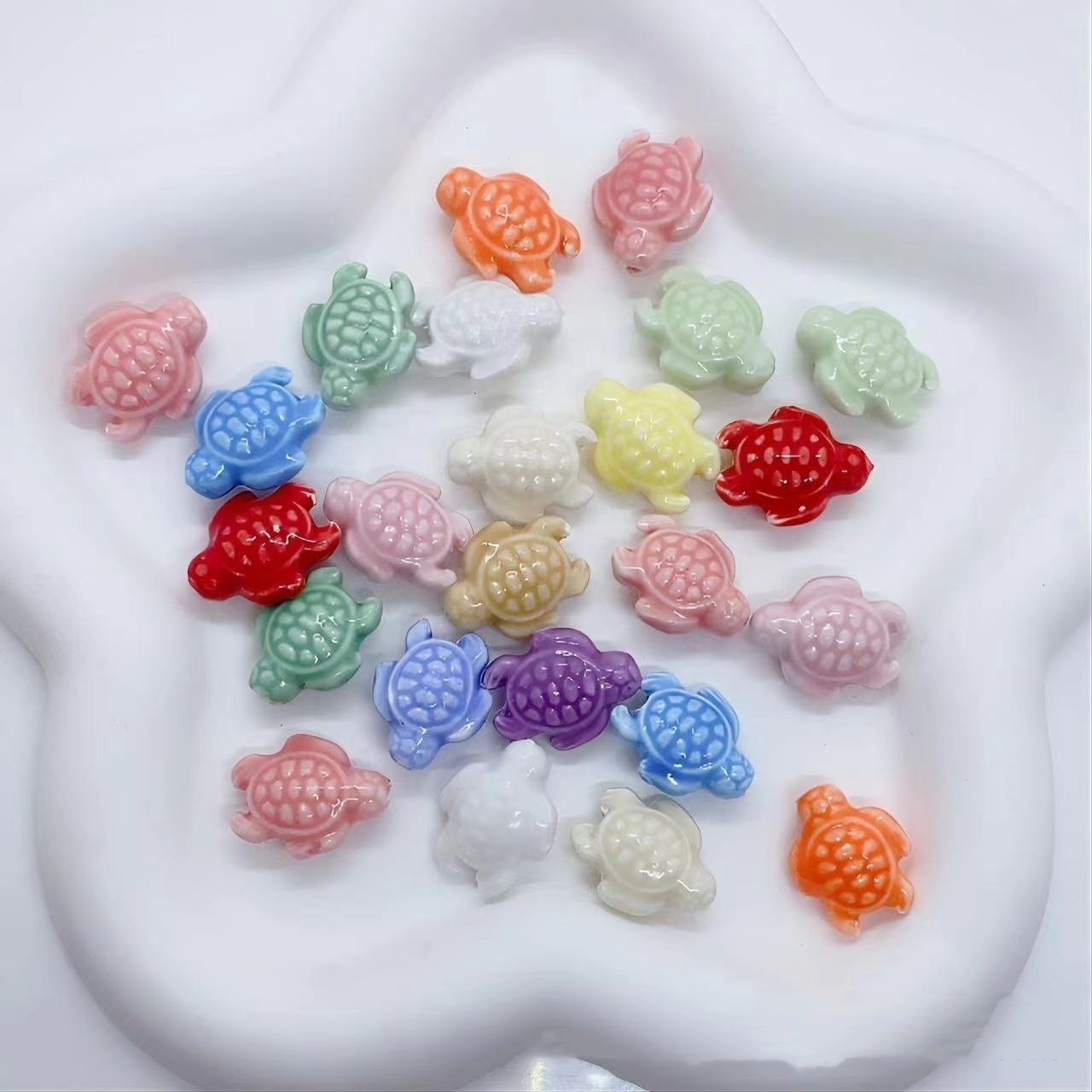 Moyamiya Handmade DIY Turtle Glaze Ceramic Beads Loose Clay Beads for Necklace Bracelet Jewelry Accessories Wholesale