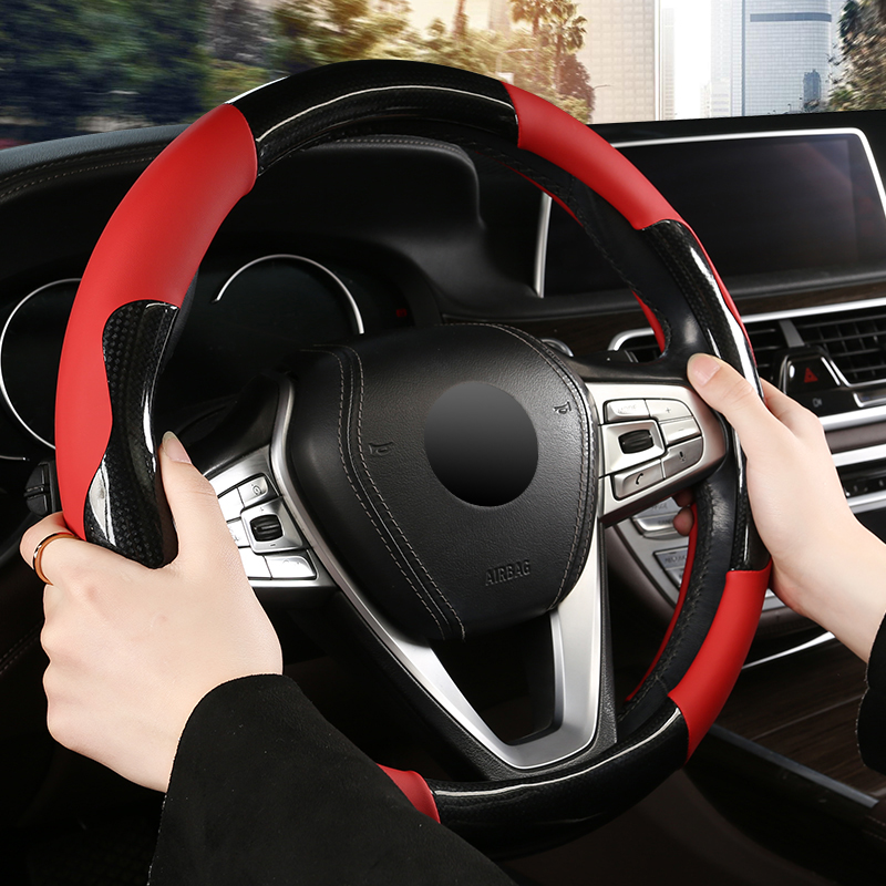 QCI207 Нескользящий Резиновый Модный чехол для руля автомобиля из углеродного волокна, чехол для руля автомобиля, чехол для руля автомобиля