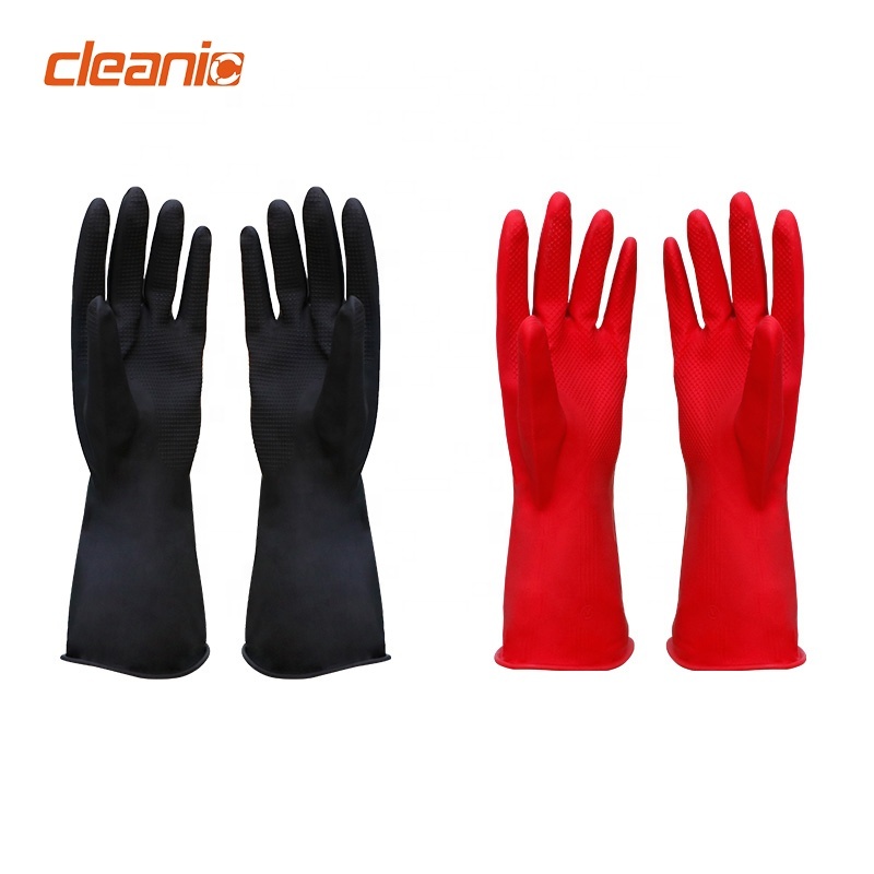 Reusable Black Rubber Household Gloves for Cleaning Dishes Clothes Utensils in Kitchen & Bathroom Multi-Purpose Washing Glove