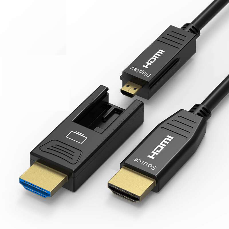 Separate structure 10M/20M/30M/50M AOC HDMI 2.0V Active Fiber Optic HDMI cable 4K60Hz micro typeD to typeA male