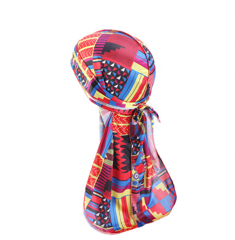 Wholesale New Couple Design African Ankara Printing Satin Silky Durag Doo rag And Hair Bonnet Sleep Cap