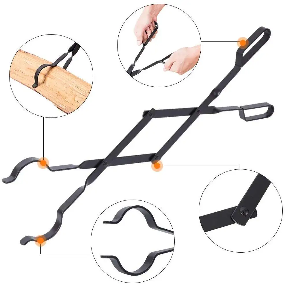 Heavy Duty outdoor firewood tongs for fire pit Campfire fireplace