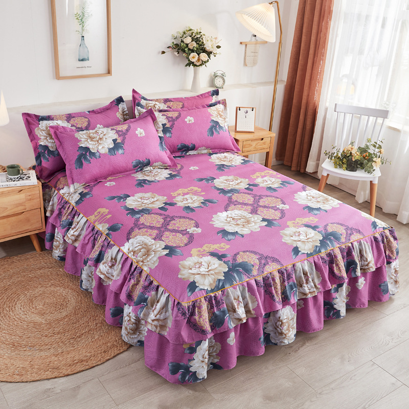 New Product Home Textile Full Size Bed Skirt fleece bedspread with bed skirt mattress protector