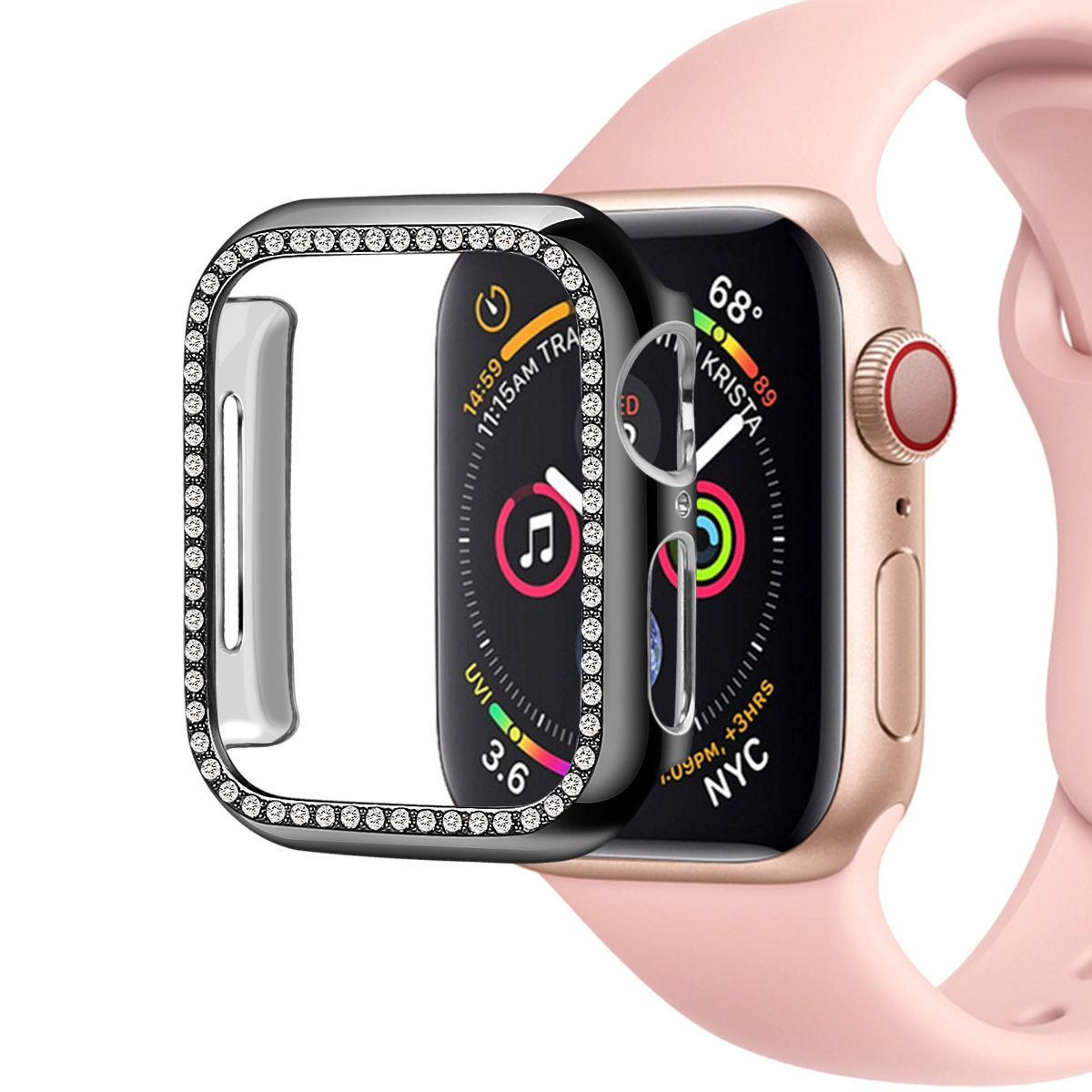 Блестящие алмазные алюминиевые Чехлы для часов apple watch Чехлы 360 полная защита Противоударная рамка для часов