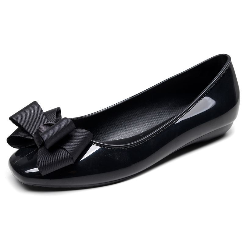 Women's Flat Shoes Slip on Casual Rubber Loafers Black Lightweight Fashion Beach Jelly Shoes