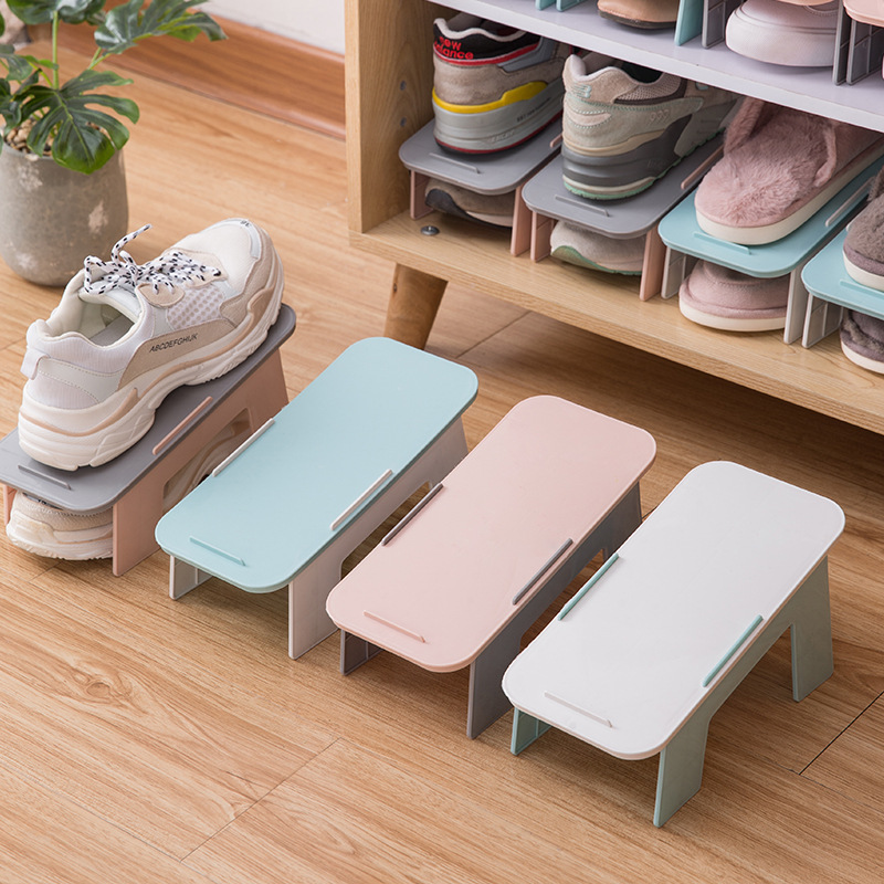 Creative Plastic Double Layer Shoe Hanger Rack Household Items Detachable Foldable Save Space Storage Organizer Shoe Holder