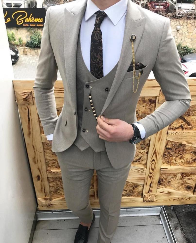 2021 Hot SaleTailor Made 3 Pieces Mens Suits Slim Fit Business Suits Groom Tuxedos for Wedding Suits(Blazer+Pants+Vest)
