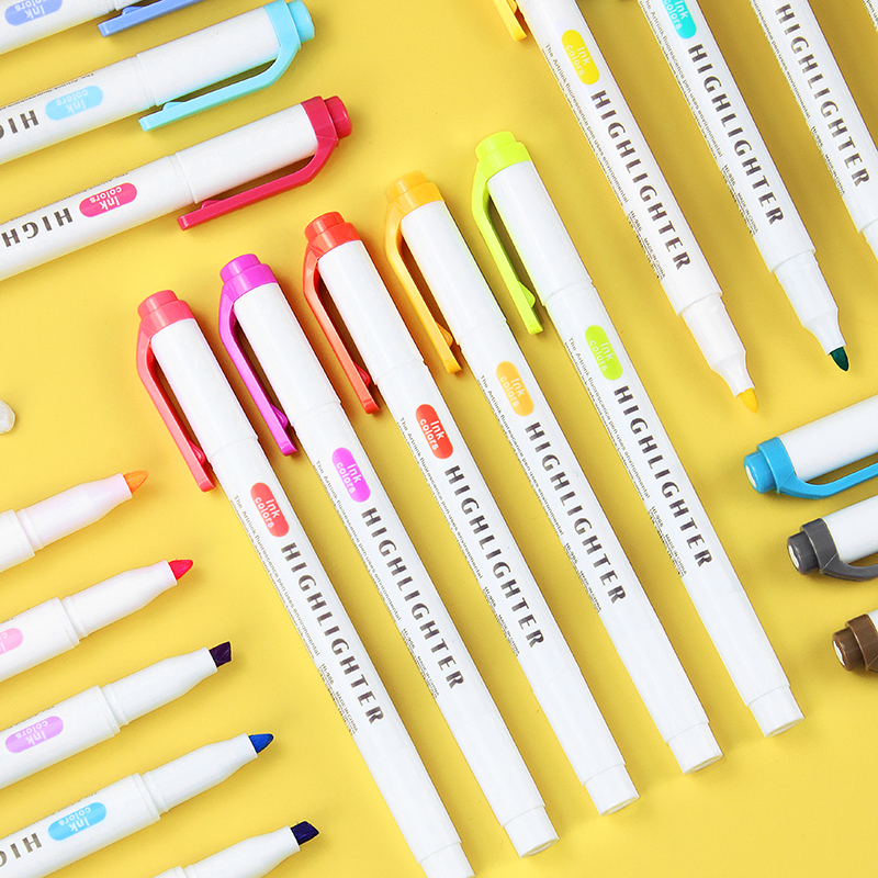 Hot Selling Zebra 25 colors soft multi color highlighter marker pen double headed fluorescent pen Mark pen cute