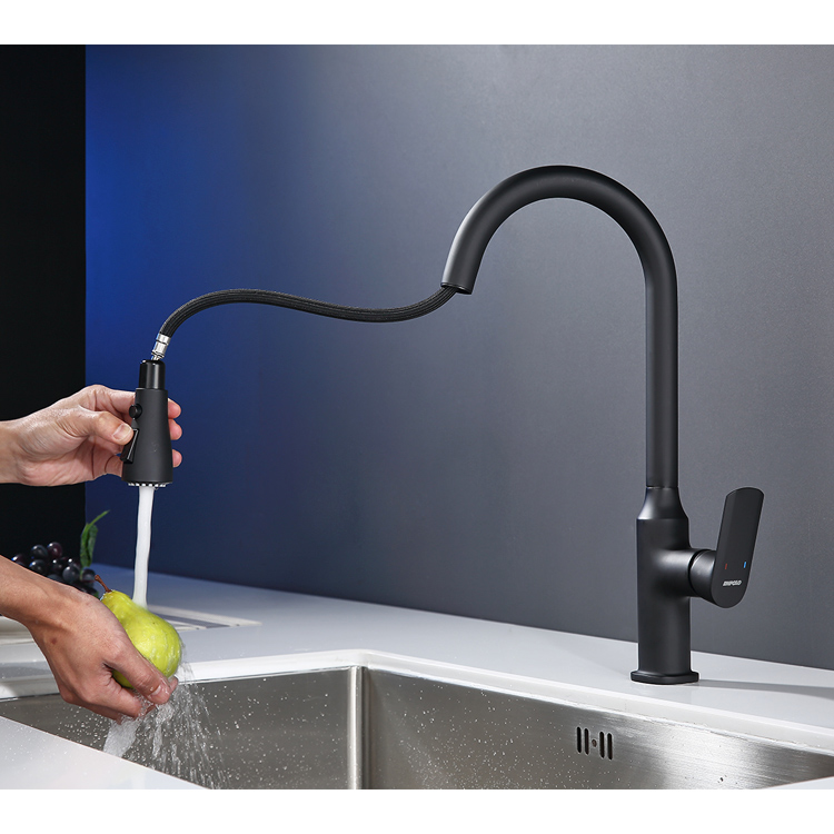Modern brass water mixer tap faucet pull out sink kitchen taps