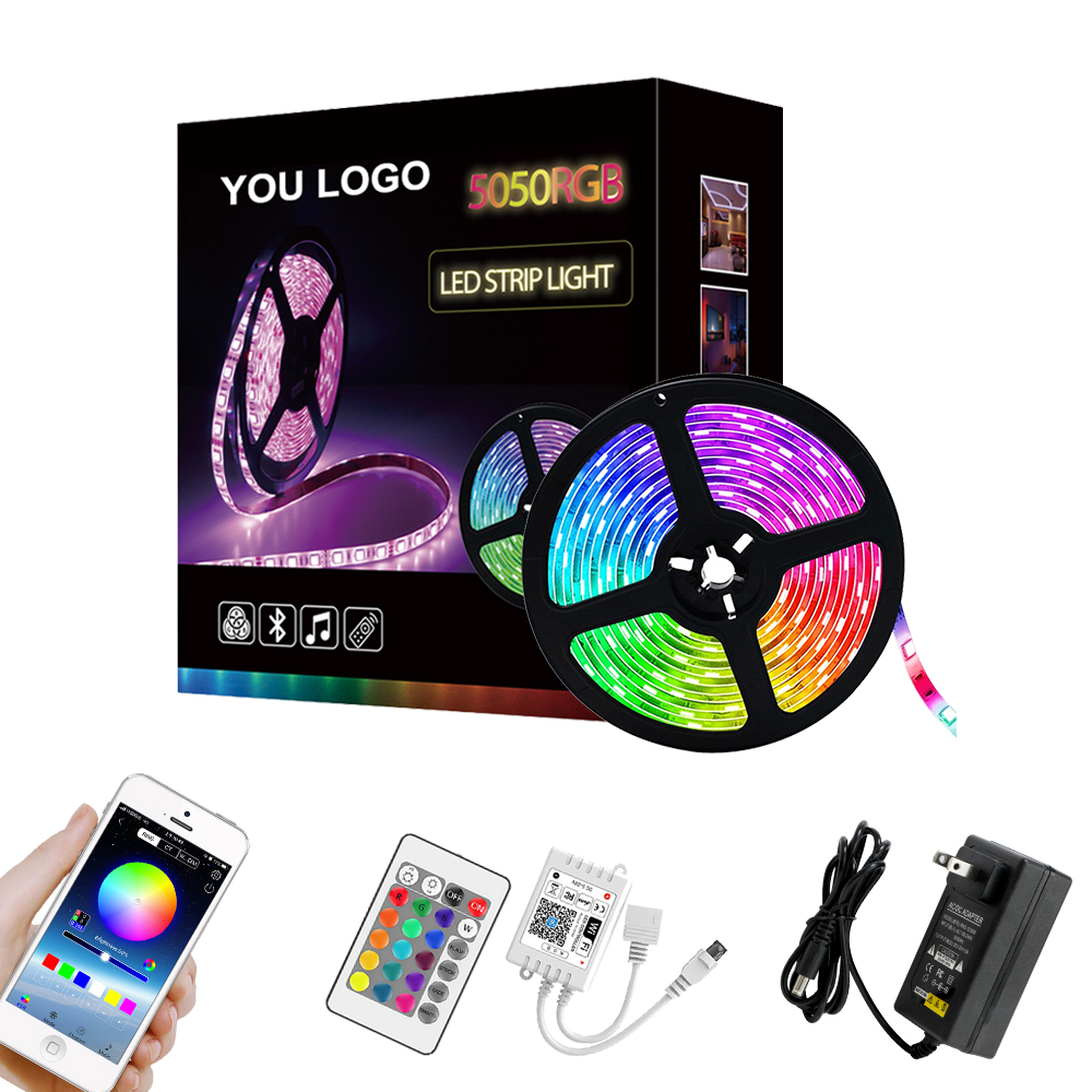 Гибкая Водонепроницаемая светодиодная лента SMD 5050 RGB, 5 м/рулон, 30 светодиодов/м, ширина 10 мм, с дистанционным управлением через приложение smart WIFI