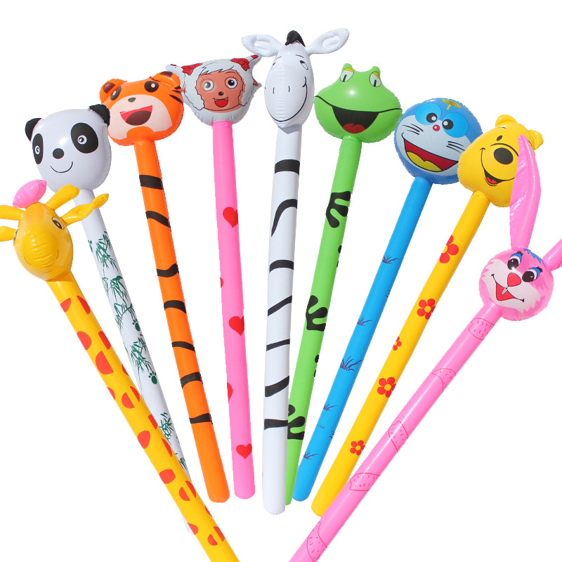 Children Outdoor Family Party Decoration PVC Inflatable Cheer Up Animal Stick Toys with Sound