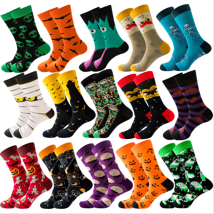 Autumn and winter new cotton socks skull alien Halloween socks monster tube female high quality socks 500pairs customize card