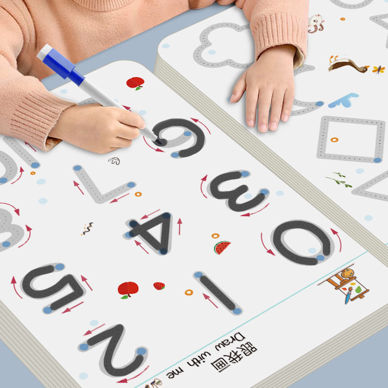 Children Tracing Books Workbook Set Kindergarten Erasable Exercises Puzzle Education Toys Pen Control Training For Kids
