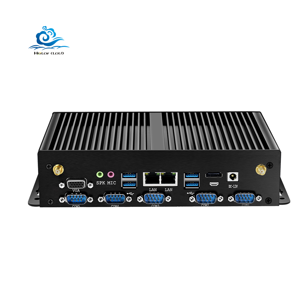 HLY J1900 двойной гигабитный Ethernet WiFi RS232 RS485 8USB 3G/4G LTE Linux Безвентиляторный промышленный компьютер мини настольный ПК