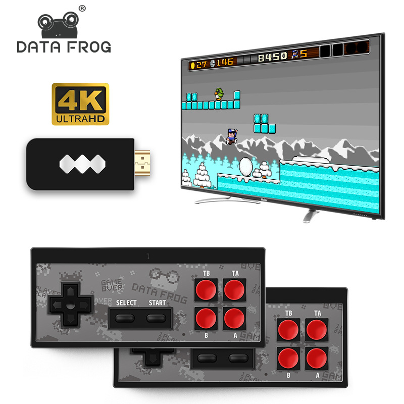 Данных лягушка игровой консоли 8 бит Ретро видео игровая консоль Y2 HD встроенный 568 Футболки с принтами на тему классических игр питьевой мини беспроводной контроллер двойной геймпады