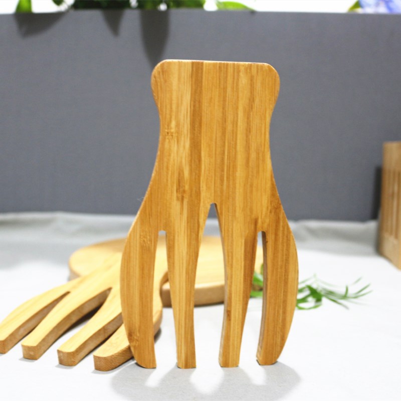 2 Pieces Bamboo Salad Hands,Salad Servers Bamboo Serving Hands Latest Gripper Design Salad Claws