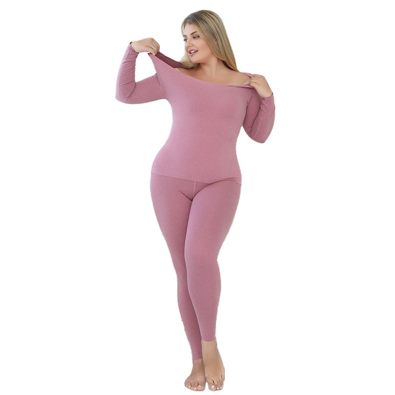 Women Clothing Seamless Double-faced Cotton Warm Thermal Winter Underwear Women Set Large Size 5XL