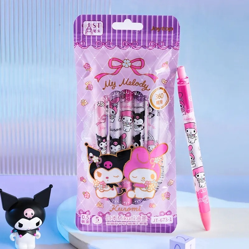 HWA 101633 Sanrio канцелярские принадлежности для студентов Милая мультяшная Выдвижная гелевая ручка 0,5 мм Kawaii 5 в 1 набор гелевых ручек Мелодия автоматический карандаш
