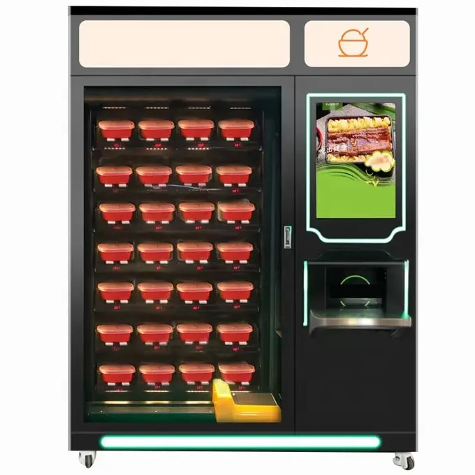 Animal Pattern Vending Machine Food Kiosk With Inbuilt Microwave Vending Machine