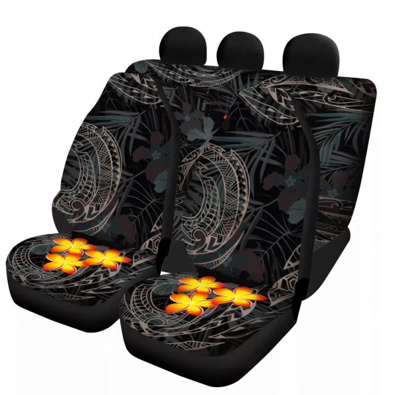 Customize Full Set Car Seat Cover Luxury Sublimation Polynesian Chuuk Tribal Design Front and Back Chair Seat Cover Protector