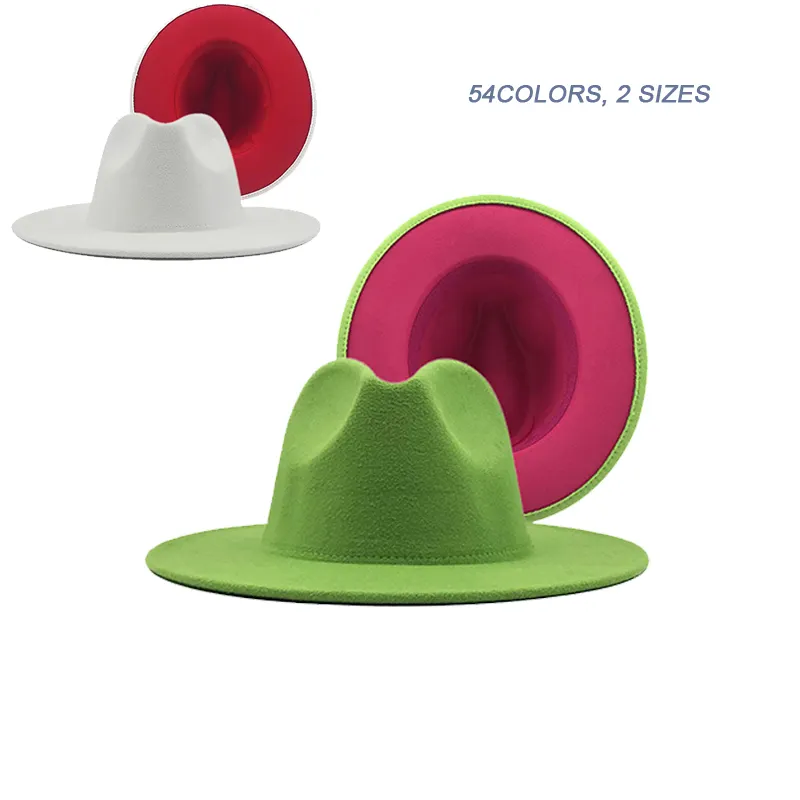 MOQ 1pcs 50 colors good quality adult female two tone wool fedora hats cheap fashion felt fedora hat for women