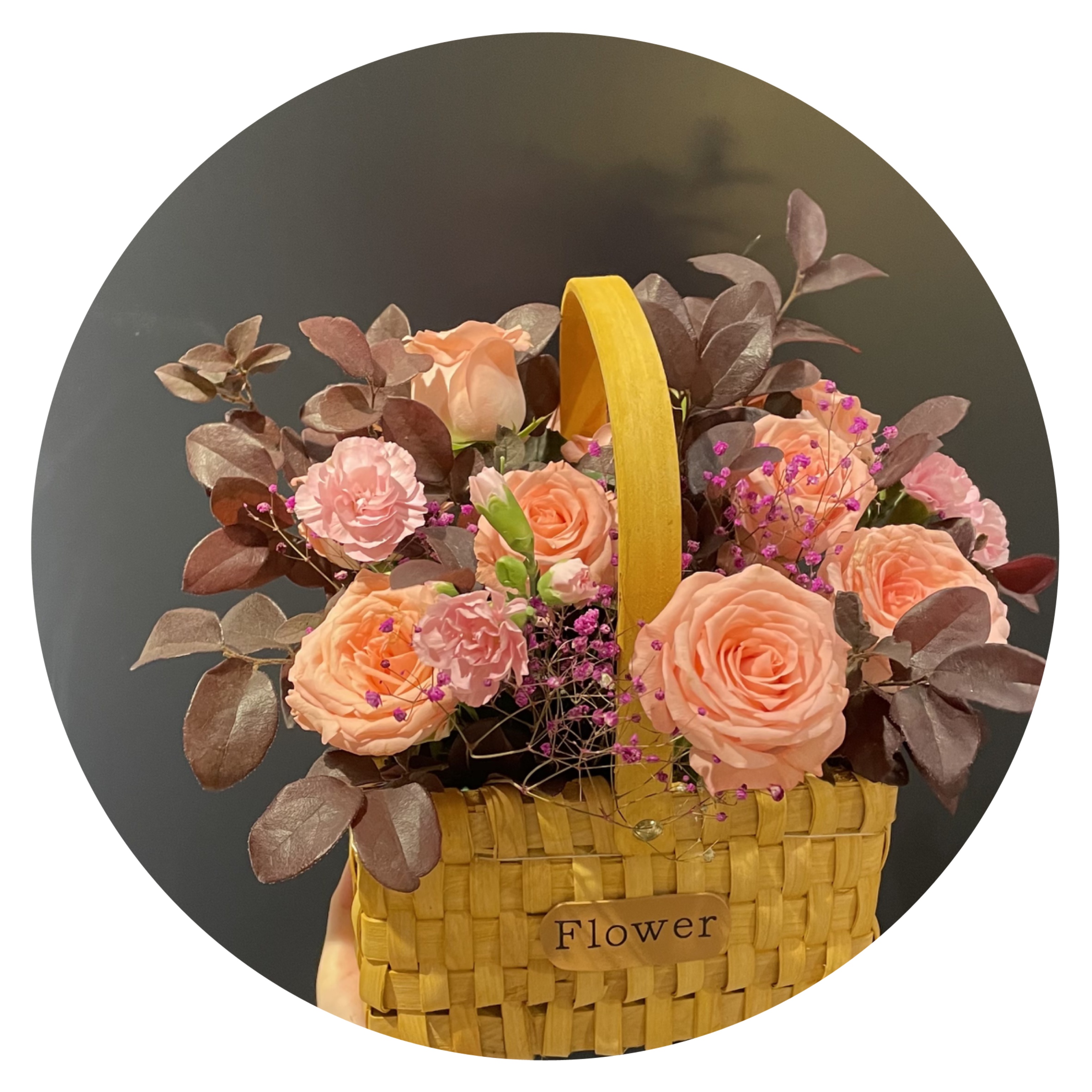 Yuhuiting Diana pink roses basket