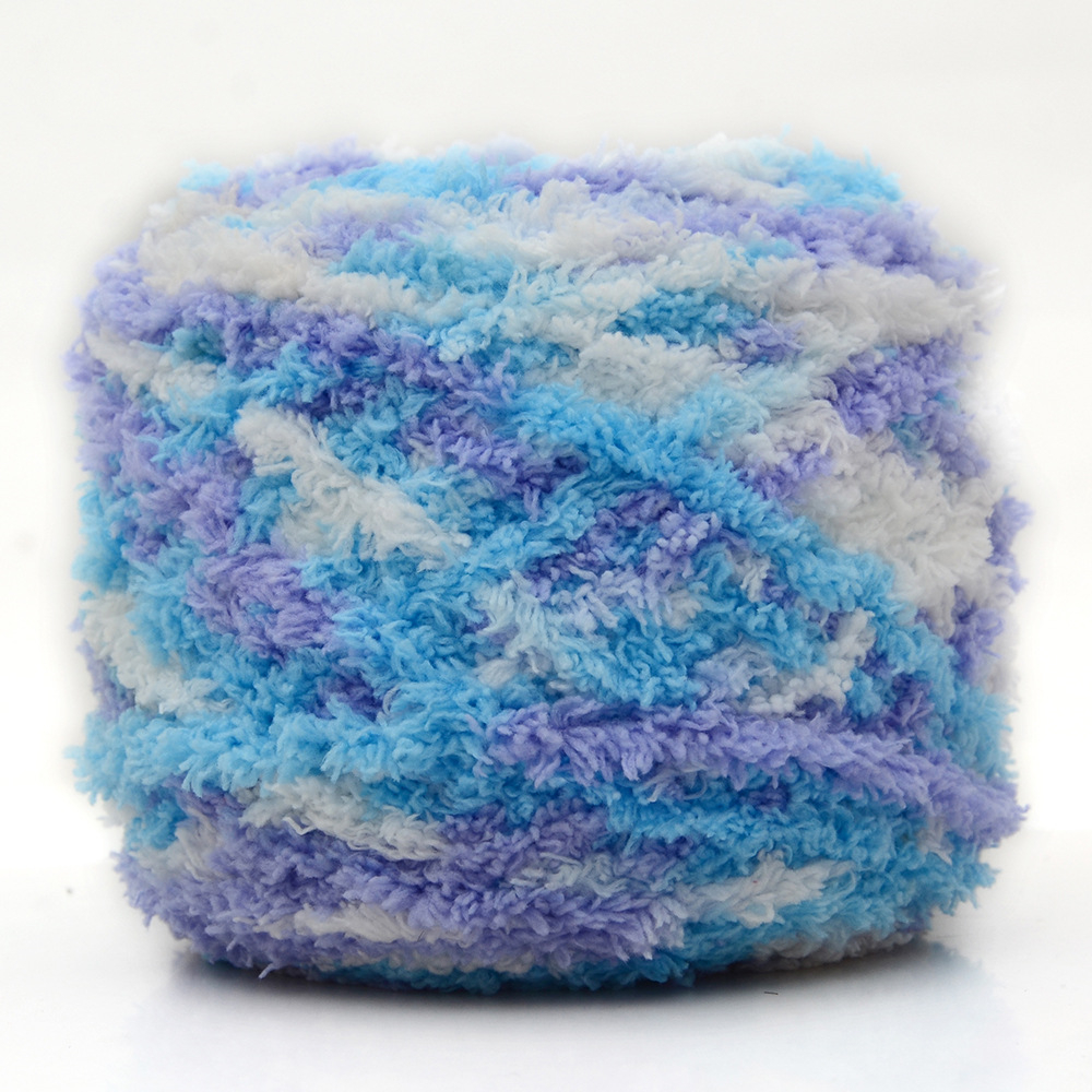 3ply multi color 100g polyester thick bulk undyed soft fat chunky multi color towel chenille coral yarn for knitting
