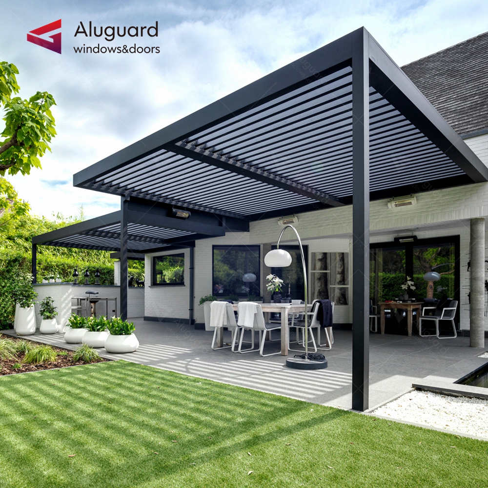 Customized adjustable waterproof automatic aluminum louvered roof motorized aluminium pergola