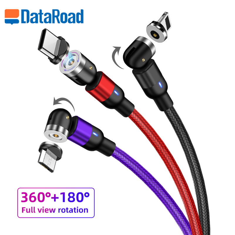 Лидер продаж на Amazon, оптовая продажа, магнитный usb-кабель 3 в 1 с вращением на 540 градусов, зарядный Магнитный usb-кабель 2,4 А для быстрой зарядки