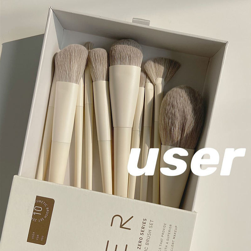 Luxury 10-Piece Pearl White Makeup Brush Set with Customizable Logo and Travel Bag