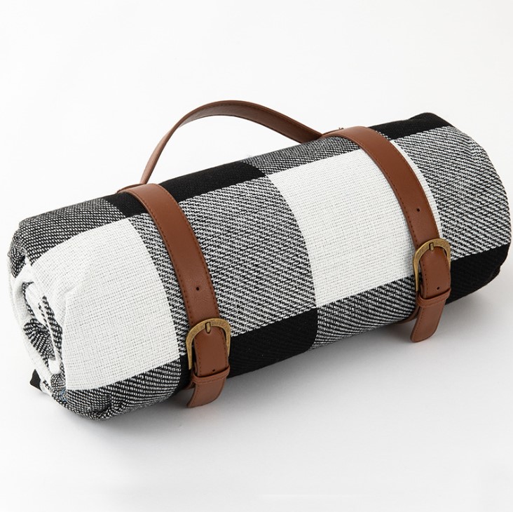 PU leather handle strap carrier outdoor picnic blanket carry strap camping travel rug carrier