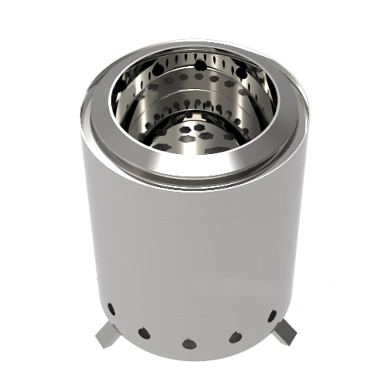 Portable Stainless Steel Outdoor Camping Wood Burning Stove Round BBQ Fire Pit Smokeless For Wild Camping Wilderness Adventures