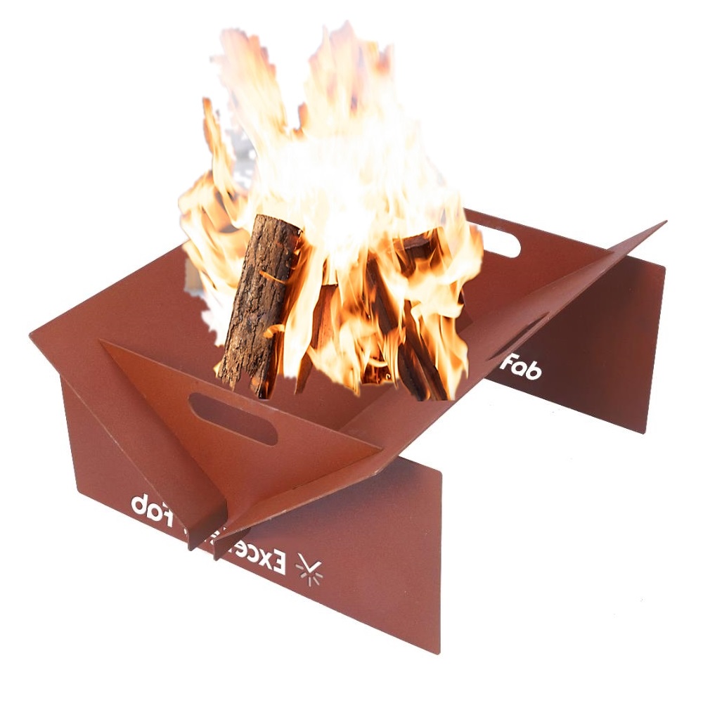 ZHUOYUE wholesales folding shape wood & charcoal fired bonfire corten steel fire pit
