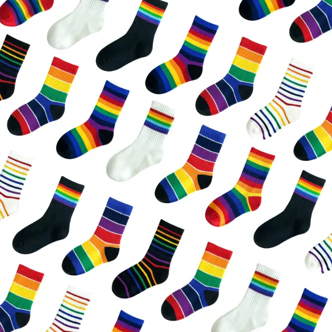 Детские разноцветные спортивные носки для маленьких мальчиков и девочек с рисунком радуги