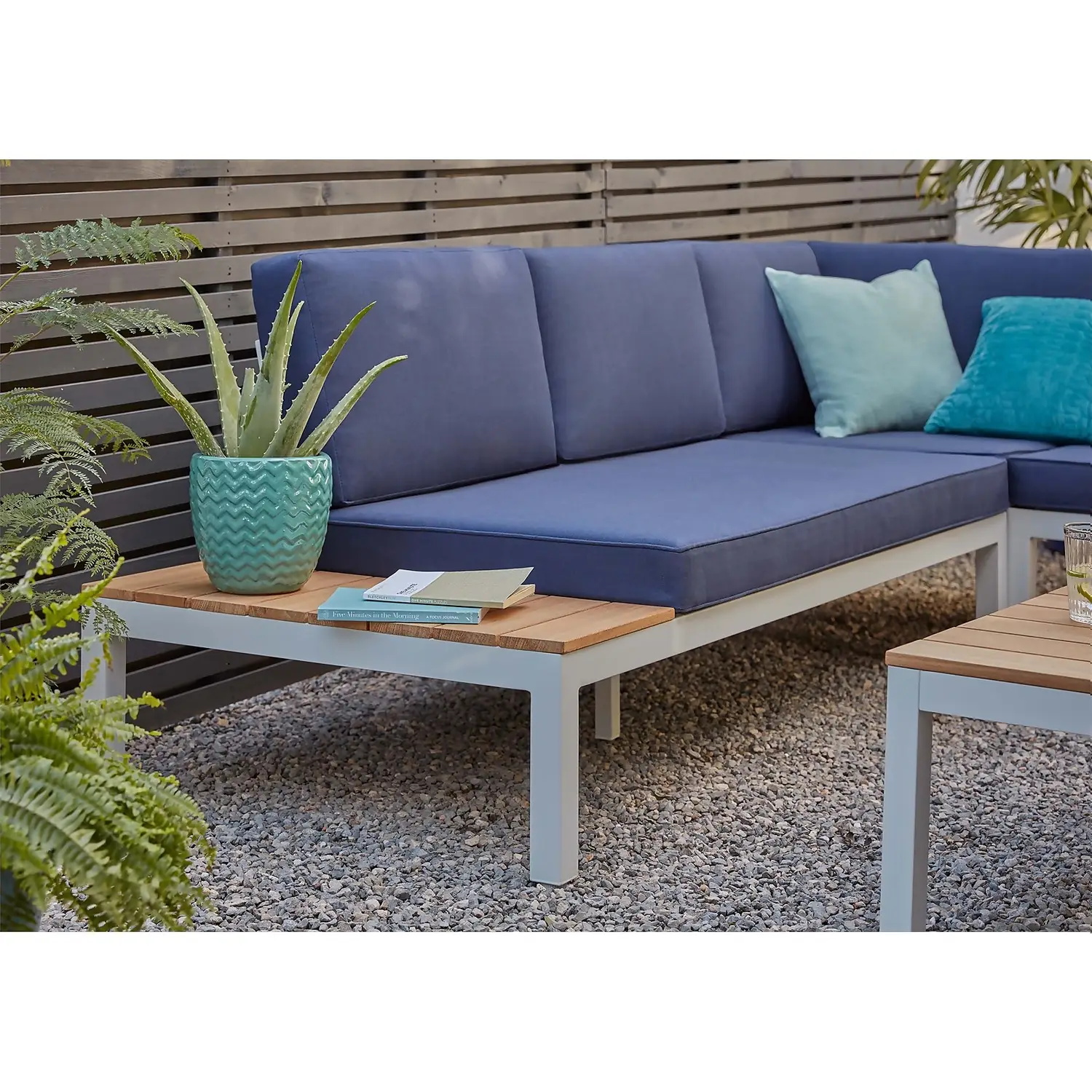 Outdoor furniture aluminium sofa vintage l shape garden rattan sofa set