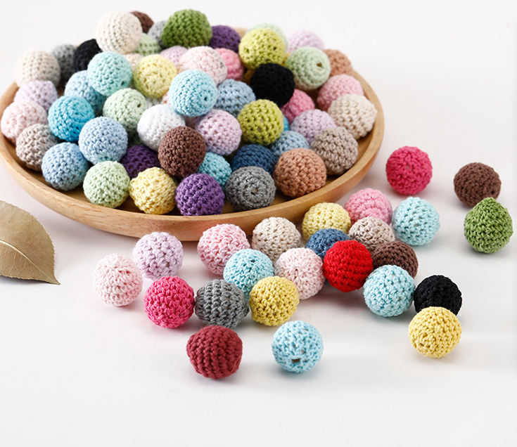 YDS 16 mm Beads for Jewelry Making for Kids Crochet Bead Kit DIY Teething Toy Bracelet Teether Ring Knitting Ball