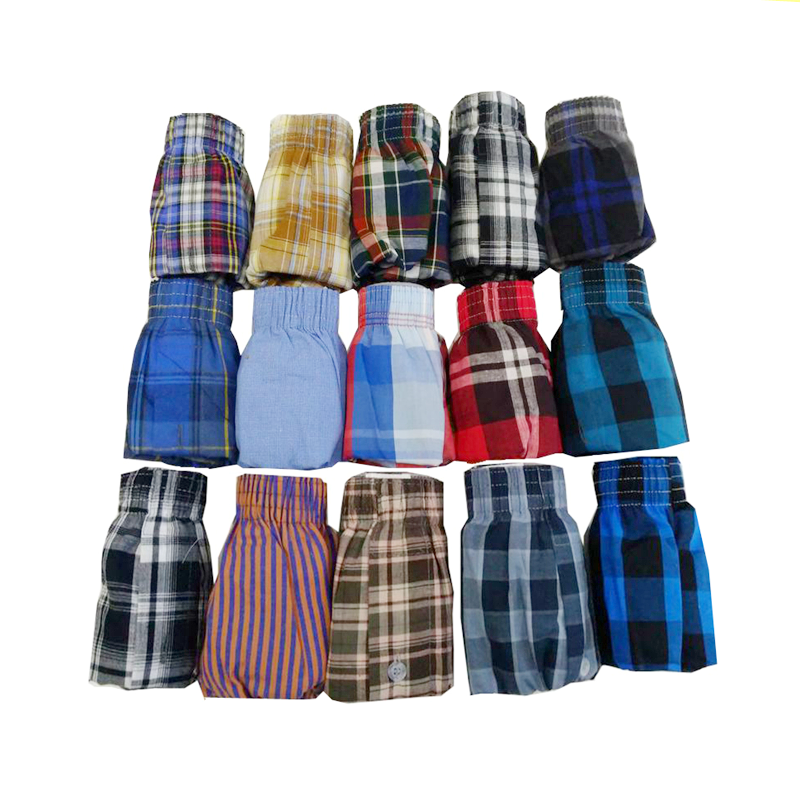 Wholesale Cheap Summer Men's Polyester Cotton Boxer Shorts Woven Boxershort Plaid Custom Pattern Mens Board Shorts Factory
