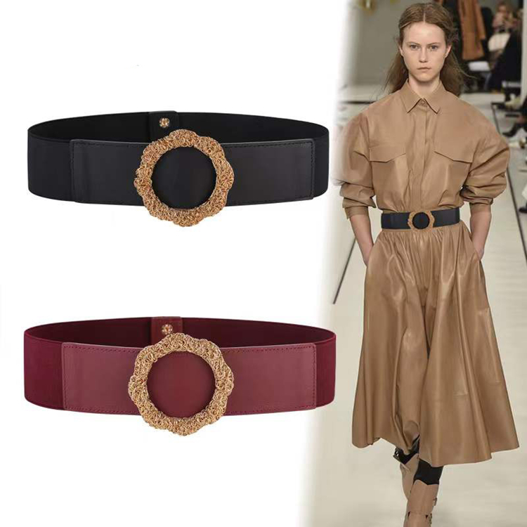 Simple and Versatile Designer Belts Buckle PU Plus Size Wide Belts Fashion Retro belt For Women