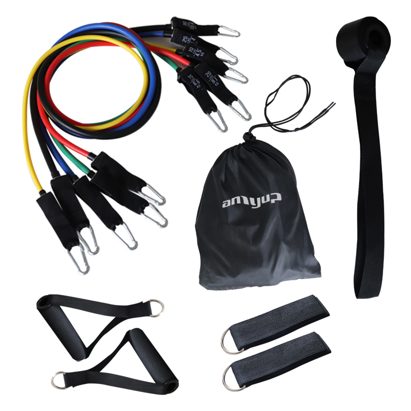 2021 Amyup Wholesale Customized Natural Latex Pull Rope Elastic Resistance Tube Bands Set Gym Equipment Set