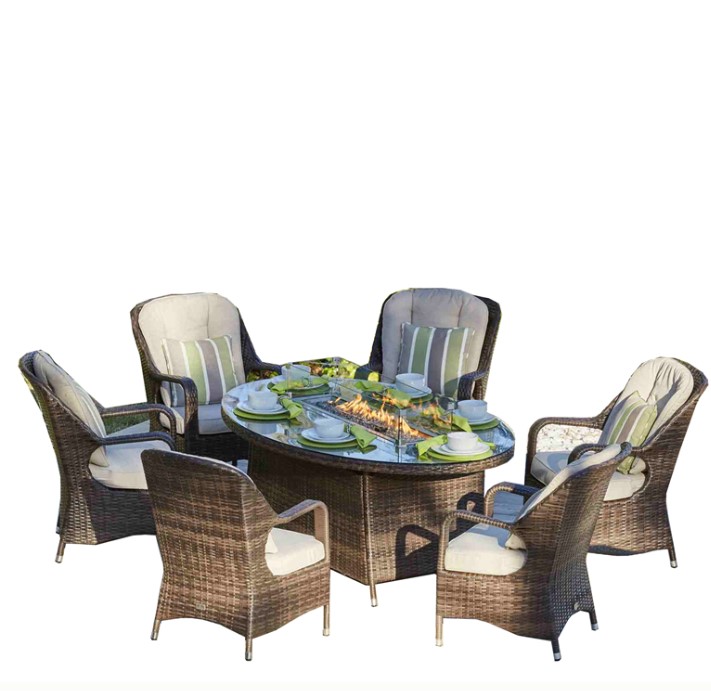 Oval 6 Seat Patio Dining Table Restaurant Outdoor Furniture