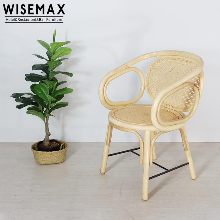 Мебель wisemax в стиле ретро, подлокотник из натурального ротанга, стул для отдыха из ротанга с подушкой, дешевый обеденный стул для ресторана