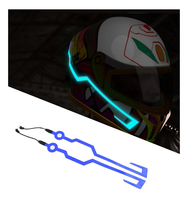 2 Pcs Waterproof Helmet Motorcycle Light Riding Signal EL Strip Flashing LED Durable Kit Bar DIY 3 Modes Scooter Helmet