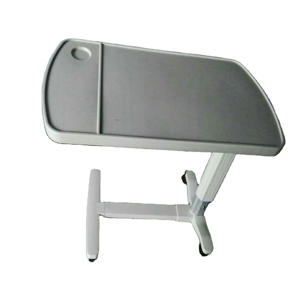 Hot sale mobile ABS dinner table with wheels use in hospital, overbed table