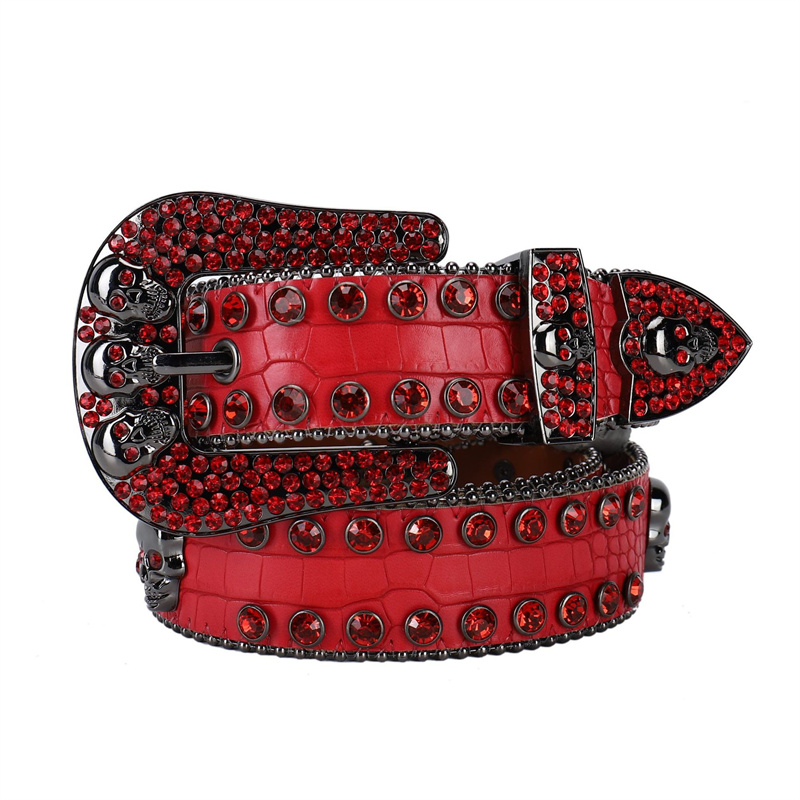 Модная обувь из искусственной кожи градиент Bling с заклепками ковбойские ремни камни стразы пояс с черепом мужчины Simon BB