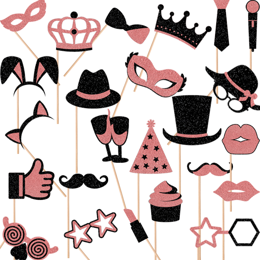 2021 Birthday Photo Booth Props Decorations Kit with Real Glitter Cute Baby Designs For Women party