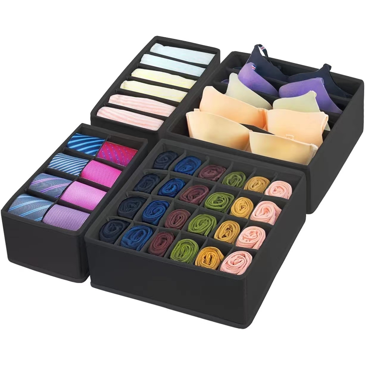 Hot Sale Houseware 4 Sets Storage Containers for Home Organization Clothes Socks Underwear Organizer Foldable Storage Boxes