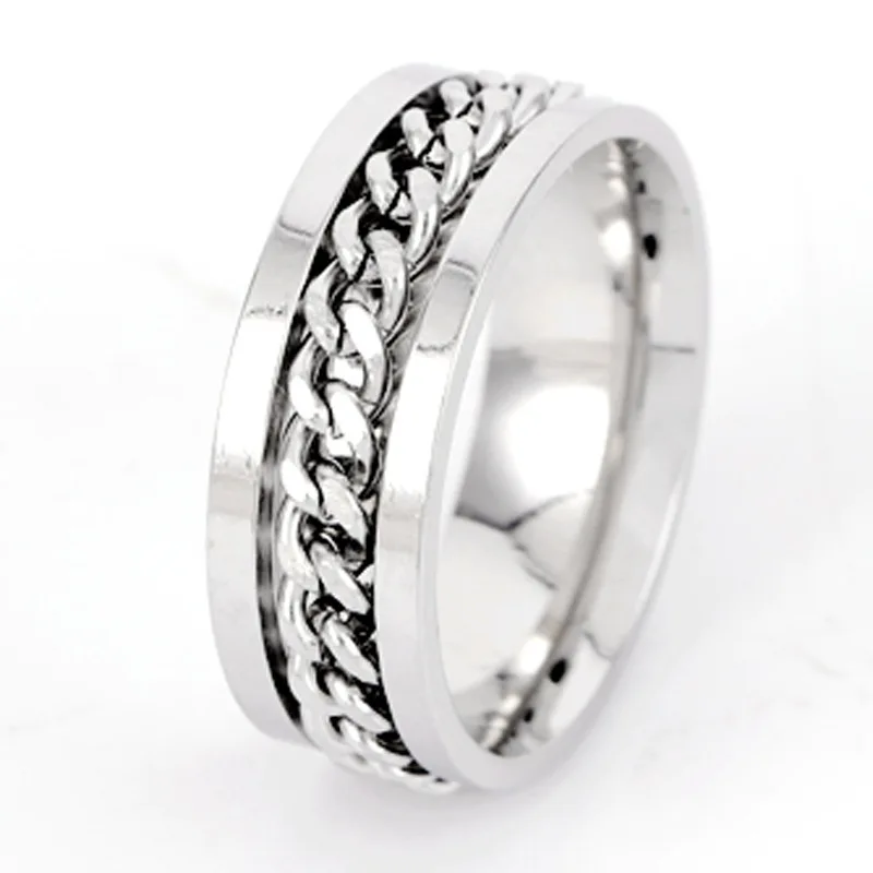 Anti-Allergy Smooth Simple Design 8mm Titanium Stainless Steel Black Finger Mens Rings For Men