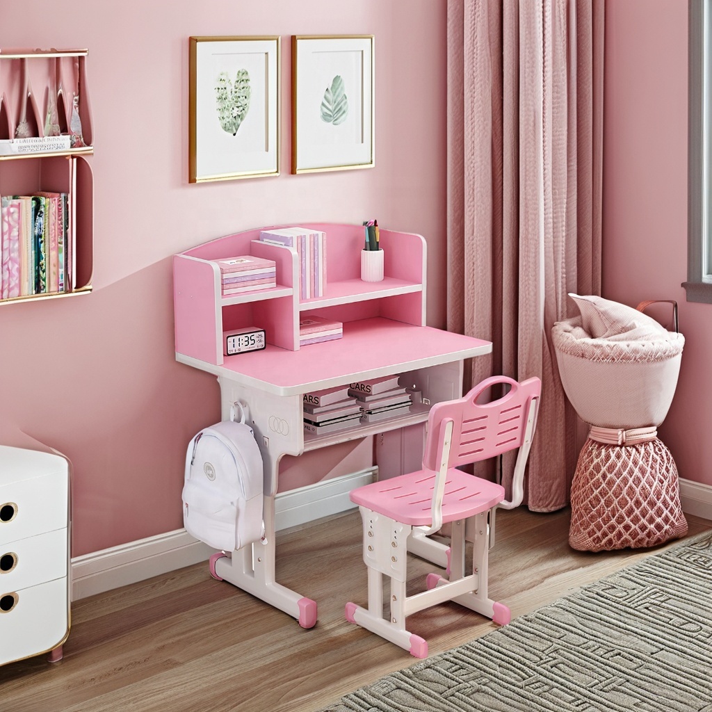 New Trend Study Desk and Chair Set with Wheels Steel Material School Table for Home Office and Bedroom
